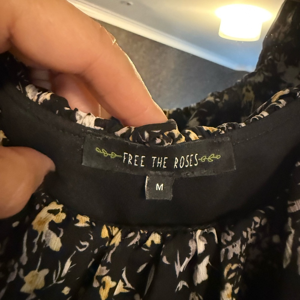 Free the Roses Black and White Floral Dress